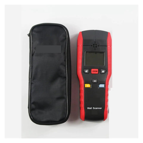 No Sweat Wall Scanner And Stud Finder With Live Wire Detection Wood Metal Detector Featuring LCD Screen and carrying case.