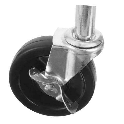 Rock Solid Spring Loaded Gate Wheel Heavy Duty 75kg Black Steel Caster with locking mechanism and smooth rolling black rubber wheel.