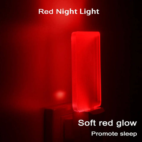 2 Pack Plug In Red Night Lights With Dusk To Dawn Sensor Zero Point Five Watt LED Auto On Off Soft Red Glow Great For Late Nights