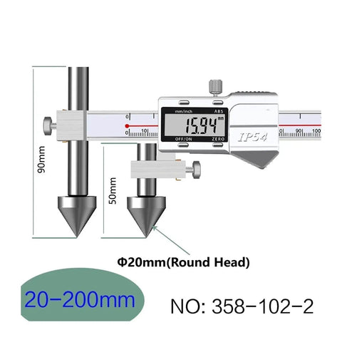 Pro Shop Grade Digital Caliper With Fast Clear Reading For Exact Round Hole Center Distance And Cone Measurements Metric Measuring Tool with digital display, 20-200mm range.
