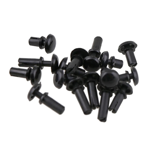 Top Notch 50 Pack Hella Sturdy Expansion Rivet Nuts Nylon PCB Mounting Clips Quick Lock Clamping Screws in black.