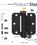 3 Pack Built Tough Self Closing Door Hinges With Smooth Sweep And Five Eighths Radius Corners For Kitchens Bathrooms And Utility Rooms Includes Quick Swap Stainless Steel Mounting Hardware In Matte Black Finish size and hardware options.