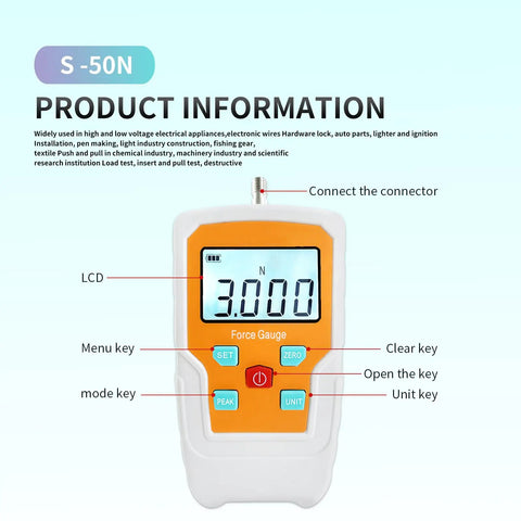 Badass Digital Force Gauge Push Pull Meter Dynamometer with LCD display and multiple function keys for precise measurement.
