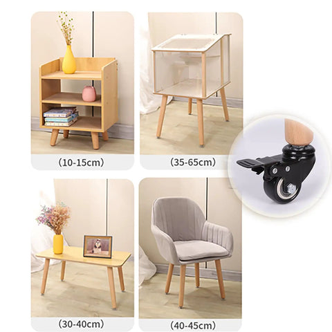 Heavy Duty Solid Wood Table Legs With Lockable Rolling Casters Tapered Furniture Base Natural Finish on furniture.