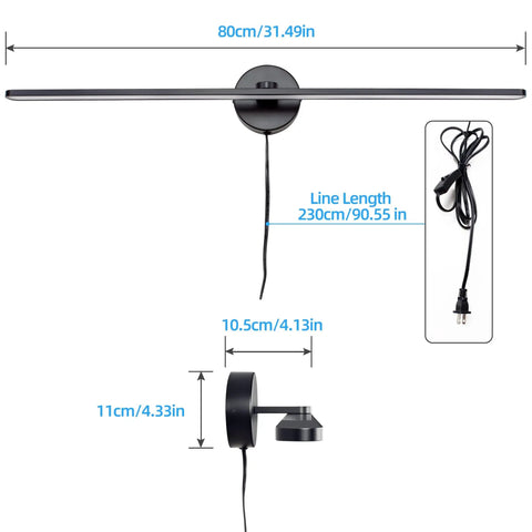 32 Inch Wall Mounted Picture Light For Bathroom And Bedroom Vanity Mirror LED Fixture No Fuss Easy Install Plug In Or Hardwired 18W 3000K
