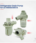 AC Motor Assembly Pump for LG Appliances 4681EA1007A Replacement Part shown in three angles.