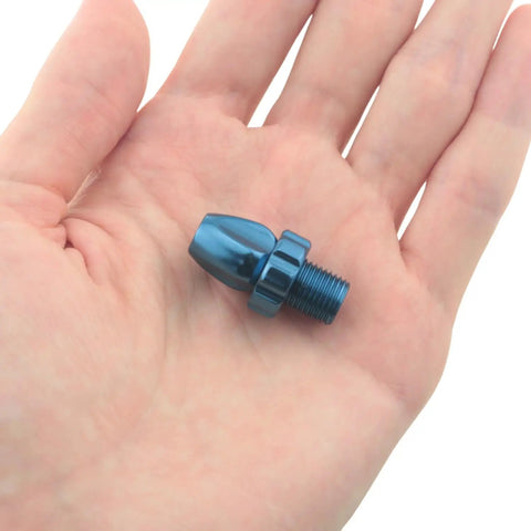 Close-up of a blue aluminum alloy brake lever adjustment screw for Two Pack Aluminum Alloy Brake Levers With Adjustment Screws