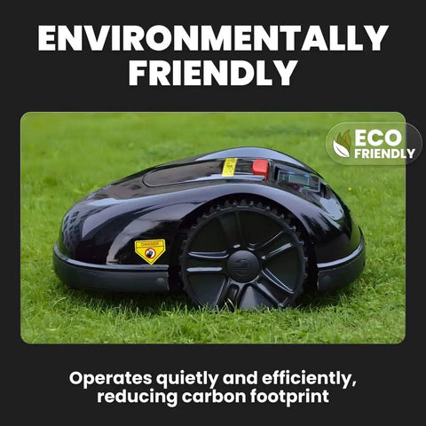 Automatic Lawn Mower Robot For Large Yards E1600T on grass, eco-friendly design, black, high capacity, 3600 sqm coverage.