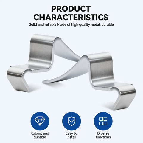 16 Pack Tough As Nails Metal S Clips For Cabinet Shelving Heavy Duty Adjustable Shelf Brackets showing stainless clips, robust and durable design.
