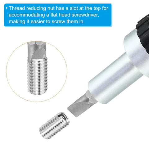 Thread adapter sleeve reducing nut set, stainless steel, M6x1 male to M4x0.7 female, 20 pcs