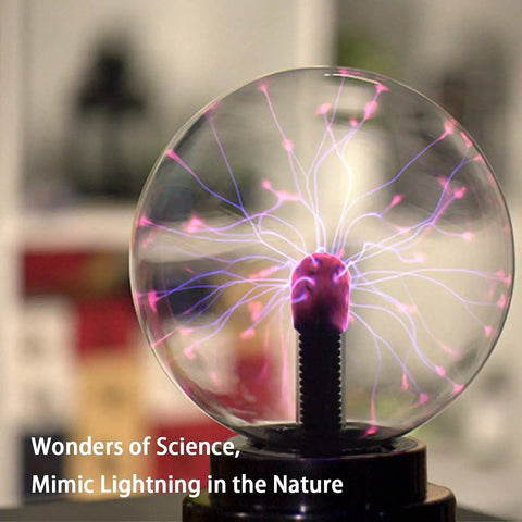Plasma Ball Light With Touch Sensor USB Powered Lightning Globe For Parties And Gifts displaying colorful lightning arcs.