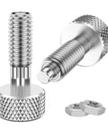 M6 Stainless Steel Retractable Spring Plunger With Knurled Grip Handle Self Locking Pin Bolt Drop Straight Into Rolling Toolboxes And Shop Rigs Heavy Duty 2 Piece Set Built Tough product image showcasing knurled grip and electroplated finish.