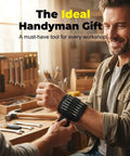 Adjustable Magnetic Wristband For Screws Nails And Small Tools Perfect For Mechanics Handymen And DIYers Keeps Tiny Parts Secure On Your Wrist For Quick Access And Faster Builds With Pro Grade Convenience. black adjustable magnetic wristband on wrist in workshop