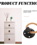 2 Pack Vintage Rope Handle Drawer Pulls for Cabinets and Drawers, Rustic Black Knobs, Nautical Style Rope Handles for Furniture