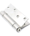 Badass Stainless Steel Double Spring Hinges 4 Inch Rock Solid Hidden Furniture Hardware For Swing Doors And Bar Gates With Smooth Auto Close Action And Rust Proof Finish 10 Pack close-up of a stainless steel hinge