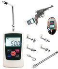 Heavy Duty Digital Trigger Pull Gauge And Badass Force Meter Tester With Switchable Units For Gun Triggers And Mechanic Shop Hardware 500N showing compact design and accessories.