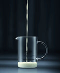 Latteo Manual Milk Frother 8 Ounce Black Creates Cafe Style Foam In Under 30 Seconds With A Heat Resistant Borosilicate Glass Carafe