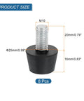Heavy Duty Rubber Vibration Isolator Mounts Set Of Eight Black With M10 Threaded Conical Studs for compressors with dimensions.