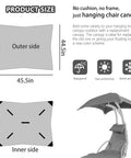 Diagram of 44.5 by 45.5 in Beige Replacement Canopy For Outdoor Hanging Chaise Lounger, Weatherproof UV Resistant Shade
