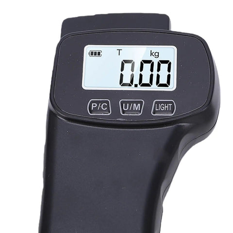 Straight Up Precision Digital Force Gauge And Push Pull Tester With 5kg 11lb Capacity Featuring A Bright Backlit Screen, displaying digital readout.