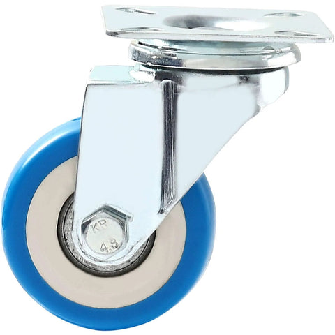 12 Pack Swivel Plate Caster Wheels With 50mm Plate Blue Polyurethane Wheels 360 Degree Swivel No Brake Smooth Silent Roll