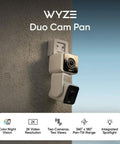 Dual Camera Pan And Tilt Security System For Indoor And Outdoor Use, 2K Ultra Clarity, IP65 Weatherproof, wall mounted night vision