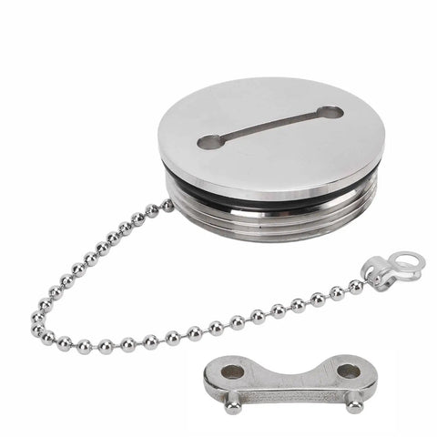 2 Inch Boat Fuel Tank Cap With Key, 316 Stainless Steel Polished Deck Fill Cap, rustproof marine hardware with chain and key