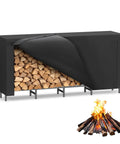 Outdoor Firewood Rack With Weatherproof Cover Heavy Duty Metal Wood Storage Stand For Fireplace Fire Pit Patio And Backyard Space Saving No Fuss Easy Assembly Black showing covered wood storage