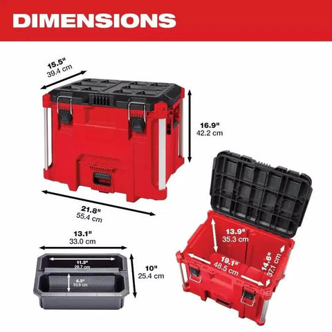 Packout XL Heavy Duty Tool Box With Organizer Tray On The Jobsite, 100 Lb Weight Capacity, Tough As Nails Impact Resistant Polymer Construction