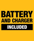 Text reading 'Battery and Charger Included' for 20V Max Brushless Random Orbital Sander Kit With Variable Speed 8,000 To 12,000 OPM