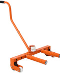 Heavy Duty Adjustable Tire Wheel Dolly Set Of Four 5500 Lbs Steel Car Mover With Beast Mode Grip swivel wheels and anti skid plate in bright orange.