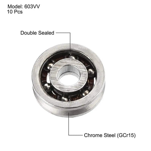 Precision 3X10X3mm Mini Deep V Groove Ball Bearings Forged From Rugged GCr15 Chrome Steel Open Design Delivers Flawless ABEC 1 clearances.