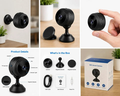 Top Shelf 1080P PTZ Security Camera Featuring Reliable 4G Plus WiFi Connectivity Portable Indoor Outdoor Surveillance Rig With Slick Magnetic Wall Mount And Ample 16GB Storage For Smooth Monitoring on black magnetic base.