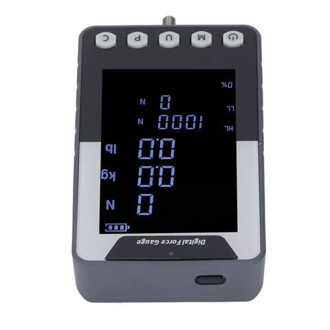 Straight Shooting Digital Force Gauge And Push Pull Meter For Tension And Pressure Testing With 10N Capacity visible with LCD display.