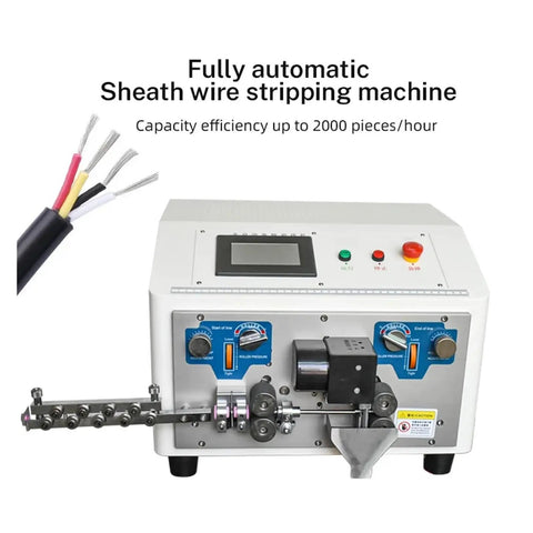AOXHUGB Automatic Computer Cable Cutting And Stripping Machine For Sheathed Wire with control panel and wire feeder.