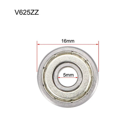 Heavy Duty Deep V Groove Guide Ball Bearings 5mm X 16mm X 5mm Double Metal Shielded Gcr15 Alloy Steel Precision Parts Top View