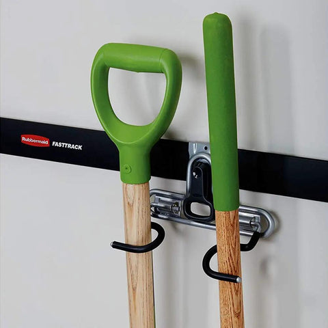 FastTrack Wall Double S Hook 2 Handle Garage Tool Organizer Rack For Hand Tools 4 Pack holding garden tools