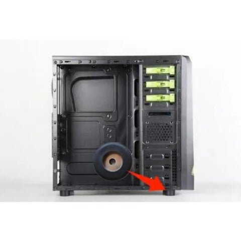 Heavy Duty Rubber Anti Vibration Pads For Air Compressor Four Pack with a visible pad under computer case, measuring 1.5 inches.