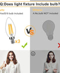 Comparison of light bulb inclusion for Three Light Vintage Pendant Chandelier In Matte Black With Spherical Shades