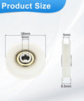 16 Pcs Slick U Groove Nylon Guide Rollers 6mm Bore 38mm Outer 9mm Thick showing dimensions for precision track systems.