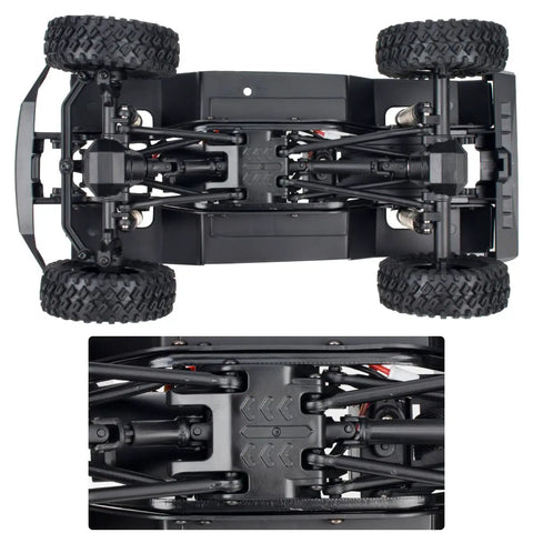 Bottom view of Durable Steel Frame RC Crawler Chassis Assembled With 2 Speed Gearbox For RC Crawlers Upgrade Part