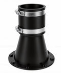 Quick Connect Magnetic Dust Hose Coupler 2.5 Inch With Rubber Cuff For Fast Shop Vac Attachment showcased in black plastic with metal clamps.
