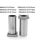 Long Type Flange Linear Bearing Set For 3D Printers And CNC Machines 8LUU To 20LUU No Fuss Install Smooth High Precision Motion Durable Material For Reduced Friction And Wear, LMK8LUU and LMK13LUU bearings