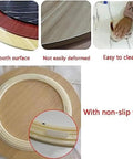 Big Ol Solid Wood Lazy Susan Turntable Rotating Serving Tray With Buttery Smooth Glide Swivel Base For Dining Tables Kitchen Islands And Party Buffets, showing smooth surface and non-slip feet.
