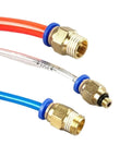 Complete Pneumatic Air Connector Fittings Set In D Kit Includes Hose Quick Connectors In Four, Six, Eight, Ten, And Twelve Millimeter Sizes With Threads From One Eighth Inch To One Half Inch Sixty Piece Box. brass hose fittings on tubes