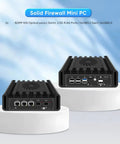 Intel Core I3 N300 Mini Pc Firewall Rig With Dual Ten Gigabyte Fiber Ports And Triple Two Point Five GbE Ethernet rear view showing ports and connectors