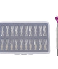 Watch Hand Presser Kit With 20 Interchangeable Pins and Scratch Proof Stainless Steel Pusher, toolkit contents displayed.