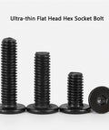 Fifty Pack Built Tough M3 X 8 mm Hex Socket Cap Bolts In 304 Stainless Steel With A Matte Black Finish shown in various lengths.