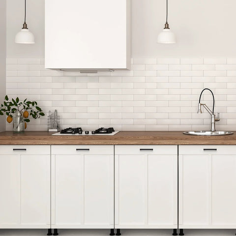 Modern kitchen with white cabinets featuring 30 Pack 4 Inch Square Kitchen Cabinet Handles Matte Black Drawer Pulls For Cupboards And Cabinets.