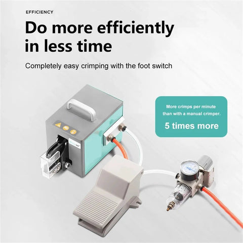 Solid Build Pneumatic Crimping Pliers For Quick Cold Press Terminal Work Compact Desktop Mini Machine with foot switch.